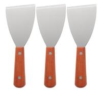 Abaodam Lot de 3 Spatules de Cuisson en Acier Inoxydable Manche en Bois, Spatule à Pâte Sécurisée Cuisine Maison et Fêtes, Ustensiles Cuisine Polyvalents