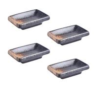 Abaodam Lot de 4 Assiettes à Vinaigrette Japonaises en Céramique pour Sauce Soja, Plat D'assaisonnement Rectangulaire Maison Restaurant