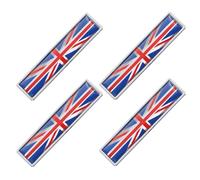 Abaodam Lot de 4 Autocollants Drapeau du Royaume-Uni en Alliage de Zinc Petits Emblèmes Métalliques Décoratifs pour Voiture Porte et Vitre Résistants aux Intempéries Adhésif Puissant