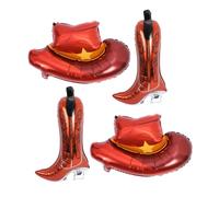 Abaodam Lot de 4 Ballons Aluminium Thème Far West 2 Ballons Chapeau de Cowboy Décorations Anniversaire Western Légers et Faciles à Gonfler