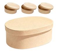 Abaodam Lot de 4 Boîtes Ovales en Papier Kraft Épais 192X136X76 CM avec Couvercles Boîtes de Rangement Décoratives pour Présents DIY Fleurs Séchées Emballage Saint-Valentin et