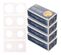 Abaodam Lot de 4 Boîtes Porte-Monnaie en Papier Transparent Résistant Clips de Monnaie Professionnels 200 Pcs 20,5mm 27,5mm 40mm Organisateur Pratique pour Collectionneurs Protection