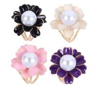 Abaodam Lot de 4 Boucles d'Écharpe à Motif Fleurs en Alliage de Zinc Accessoire Vintage Rétro Pince Fixe pour Foulard Porte-Écharpe Décoratif pour Fêtes et Couleur Aléatoire