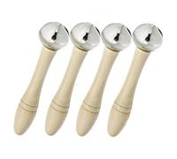 Abaodam Lot de 4 Clochettes à Main Verticales en Bois, Petites Cloches de Fête pour Percussion, Bruitage Événement Sportif, Instrument Musique Éducatif pour Élève en Percussion, Portable