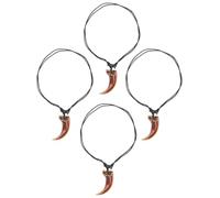 Abaodam Lot de 4 Colliers Punk Unisexes en Résine, Pendentifs Fausse Dent Noirs, Cordon Ciré Ajustable, Chaîne Décorative Légère pour Fête, Plage et Usage Quotidien