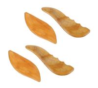 Abaodam Lot de 4 Grattoirs de Massage Guasha en Bois de Santal Forme Triangulaire et Feuilles 4 Pièces Multifonctions pour Visage Cou et Corps Masseur Lymphatique Portable Outil de