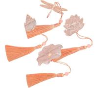 Abaodam Lot de 4 Marque-pages en Métal au Design Lotus, Décoratifs et Légers, avec Pompons, Ensemble de Signets pour Hommes et Garçon et Filles, Accessoire Pratique pour Lecture