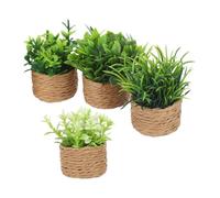 Abaodam Lot De 4 Mini Pots De Fleurs pour Maison De Poupée Plantes Vertes Artificielles Décoration De Plantes Vertes Artificielles
