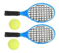 Abaodam Lot de 4 Mini Raquettes de Tennis Micro en Matériau 2 Tennis Colorées Aléatoires, Décoration Maison et Maison de Poupée, Set Miniature pour Bureau et Jeux Couleur Aléatoire