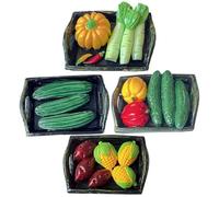 Abaodam Lot de 4 Paniers Miniatures à Légumes en Résine, Décoration Réaliste pour Maison de Poupée, Accessoires pour Mini Potager, Ornement Décoratif Varié et Léger, Style Aléatoire