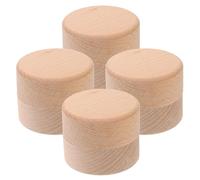Abaodam Lot de 4 Petites Boîtes Rondes en Bois Massif de Hêtre, Boîte à Souvenirs Polyvalente pour Dents de Lait et Bagues, Protection Poussière et Humidité, pour Anniversaires