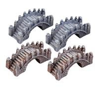 Abaodam Lot de 4 Ponts Décoratifs Miniatures en Résine Naturelle, Style Palais, Gris et Marron, Décor D’aménagement de Jardin Extérieur, Figurines pour Mini Jardins et Scènes de Bonsaï,