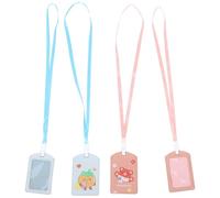 Abaodam Lot de 4 Porte-badges Étudiants en Plastique Rigide Motifs Dessin Animé, Couverture de Carte-repas et Carte D'accès, Taille Standard, Couleurs Variées, Protection Pratique