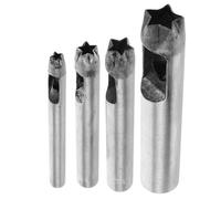 Abaodam Lot de 4 Set de Set de Perforatrices en Acier Argenté pour Cuir et Tissu, Outil de Poinçonnage avec Motif Étoile à Cinq Branches, pour Travaux de Maroquinerie