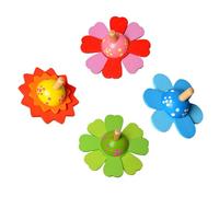 Abaodam Lot de 4 Toupies en Bois Colorées pour Garçon et Filles, Jouets Éducatifs Rotatifs, Peinture Non Toxique, Taille Adaptée, Éveil et Coordination Œil-Main, Couleur Couleur Aléatoire