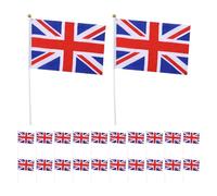 Abaodam Lot de 40 Petits Drapeaux du Royaume-Uni à Main 14 X 21 CM en Tissu Résistant Bâtonnets Robustes Drapeaux Anglais Portatifs pour Décorations Fête Nationale Événements Sportifs