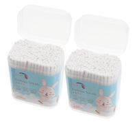 Abaodam Lot de 400 Cotons-tiges pour Bébé Embout Rond et Spirale, Coton Blanc Naturel, Nettoyage Doux des Oreilles Nez, Haute Résistance, 2 Boîtes