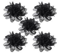 Abaodam Lot de 5 Bagues à Fleurs Réglables en Tissu de Soie Noire Ø 8 Cm, Anneaux Décoratifs pour Danse et Spectacles Scéniques, Accessoires Élégants pour Femme, Bagues Performance