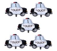 Abaodam Lot de 5 Ballons en Film D'aluminium Voiture de Police Grand Format, Décoration de Fête Anniversaire Garçon et Filles, Ballon Véhicule Gonflable pour Événement Festif et Photos
