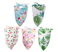 Abaodam Lot de 5 Bandanas Triangulaires pour Chiens et Chats, Serviettes à Salive en Tissu Doux Résistantes à l'usure, Motifs Tropicaux Colorés, Accessoires Textiles pour Animaux de