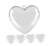 Abaodam Lot de 5 Boîtes Décoratives en Plastique Transparent de Cœur 12 CM pour Saint-Valentin Boules Rechargeables pour Décoration de Sapin et Emballage Présent Polyvalent