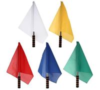 Abaodam Lot de 5 Drapeaux de Signalisation pour Arbitre de Match 5 Couleurs Solides Mâts en Alliage d'Aluminium Poignée Mousse Légers et Portables Adaptés pour Athlétisme et Sports