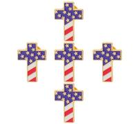 Abaodam Lot de 5 Épinglettes Patriotiques en Alliage Croix Drapeau Américain, Insignes Métal Massif pour Costumes, Vestes et Paquet à Dos, Accessoires pour Fête de L’indépendance