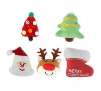 Abaodam Lot de 5 Jouets Peluche pour Chat Intérieur Thème de Noël Assortiment Comprendant Arbre de Noël Pompon Renne et Botte Matériaux Sûrs en Coton PP Jouets Mignons pour Chatons