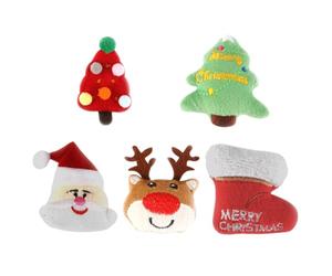 Abaodam Lot de 5 Jouets Peluche pour Chat Intérieur Thème de Noël Assortiment Comprendant Arbre de Noël Pompon Renne et Botte Matériaux Sûrs en Coton PP Jouets Mignons pour Chatons