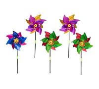 Abaodam Lot de 5 Moulins à Vent Effaroucheurs d'oiseaux 24X50 CM à 8 Pales Colorés et Résistants pour Jardin Verger et Plein Air Fournitures de Jardin Anti-Oiseaux Décoration