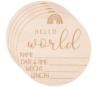 Abaodam Lot de 5 Panneaux D’Annonce de Naissance en Bois pour Bébé Cartes de Signe de Nom de Bébé Colorées Arc-en-Ciel Décoration Chambre D’Garçon et Filles et Accessoires Photo pour