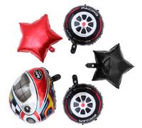 Abaodam Lot de 5 set de Ballons Aluminium Casque et Pneu de Course Décoration Anniversaire Garçon Accessoires Photo Fête Ballons Joyeux Anniversaire Thème Voiture de Course