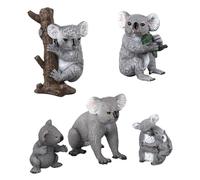 Abaodam Lot de 5 Set de Figurines de Koalas Miniatures en Plastique Solide Décoration Koala Créative pour Chambre et Bureau Jouets Mini Animaux Plastiques Réalistes Ornement Faune pour