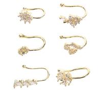 Abaodam Lot de 6 Anneaux de Nez Non Percés Réglables de Cœur Étoile et Lune Pince-Nez Micropavée Bijoux de Nez sans Piercing pour Femmes et Hommes Accessoires et Polyvalents