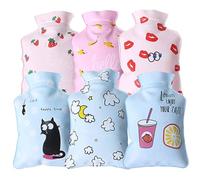 Abaodam Lot de 6 Bouillottes Réutilisables Petites Bouteilles D'eau en Pvc, Motifs Cartoon, Chauffe-mains Compactes, pour Soulager Douleurs et Usage Hivernal