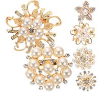 Abaodam Lot de 6 Broches en Perles Imitation Faites Main, Épingles à Fleur Décoratives pour Mariage, Accessoires Élégants pour Vêtements et Foulards, Bijoux Féminins Raffinés
