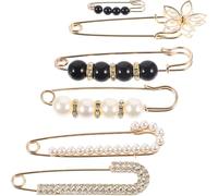 Abaodam Lot de 6 Broches Serrage-pantalons Réglables en Métal et Perles, Épingles de Sûreté pour Vêtements Femmes, Accessoires Mode Polyvalents pour Pantalons, Jupes et Châles, Usage