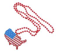 Abaodam Lot de 6 Colliers Pendentifs Usa en Plastique Léger Perles Électroplacées, Design Carte des États-unis, Accessoires Fête de L'indépendance 4 Juillet, Bijoux Patriotiques