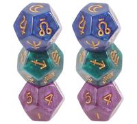 Abaodam Lot de 6 Dés de Divination en Résine Colorée, 12 Faces Constellation Astrologique, Accessoires Décoratifs pour Jeux de Société, Kit de Dés pour Tarot et Loisirs Mystiques