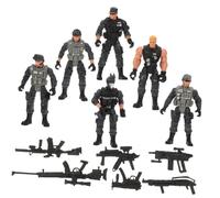 Abaodam Lot de 6 Figurines de Soldat des Forces en Plastique Flexible Modèle Militaire Mini Articulé Éducatif pour Jeux d'Intérieur et Décoration Réaliste Accessoires Militaires pour