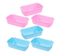 Abaodam Lot de 6 Gamelles Suspendues pour Petits Animaux Bols Réutilisables en Plastique Taille Compacte 3 Roses et 3 Bleus Mangeoire Pratique pour Hamster Lapin Rat et Chinchilla