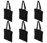 Abaodam Lot de 6 Paquet Cabas en Toile Noire Réutilisables 39,5x35,5 Cm avec Grand Espace de Rangement pour L'école Travail