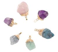Abaodam Lot de 6 Pendentifs en Pierre Naturelle Quartz Cristal aux Formes Irrégulières Couleurs Variées Améthyste Phosphosidérite Bleue Quartz Rose Fleurs Violettes Fluorite Verte