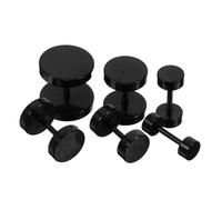 Abaodam Lot de 6 Set de Boucles D'oreilles Homme en Titane Noir Mat 4-10mm Style Punk Forme Haltère Hypoallergénique Ensemble Mixte pour Usage Quotidien et Occasions Spéciales