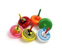 Abaodam Lot de 6 Toupies en Bois Colorées D’Animaux Mini Taille Peinture à L’Eau Non Toxique Gyroscope Éducatif pour Garçon et Filles Développement Coordination Œil-Main et