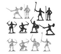 Abaodam Lot de 60 Figurines Soldats du Moyen Âge en Plastique Couleurs Noir et Argenté Assorties Modèles Aléatoires pour Table de Sable Jeu Médiéval Couleur Aléatoire