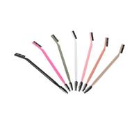 Abaodam Lot de 7 Pinceaux Maquillage Double Embout pour Yeux - Brosse à Sourcils Noire, Peigne à Cils Spiralé Blanc - Applicateur Eyeliner et Correcteur - Choix de Couleurs Variées -