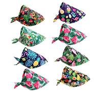 Abaodam Lot De 8 Bandanas Chiens Triangelaires en Coton Imprimé Tropical, Taille M, Accessoires D'été pour Fête, Costume Vacances Et Photo pour Petits Et Moyens Chiens