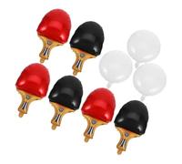 Abaodam Lot de 9 Ballons en Aluminium Recyclables pour Fête Sportive, Décorations Réalistes de Tennis de Table 6 Raquettes Rouges et Noires et 3 Balles Blanches, Anniversaire et