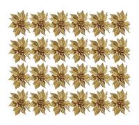 Abaodam Lot de Mini Fleurs de Noël artificielles - Mini Couronne de Fleurs artificielles - Poinsettia à Paillettes artificielles - Ornements d' de Noël - Poinsettias en - Décoration de